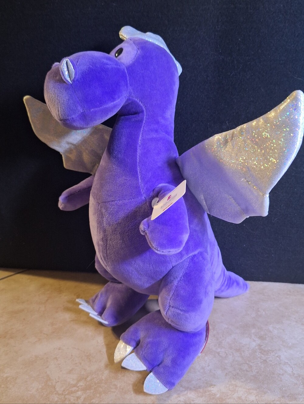 Gund St Jude Purple Dragon Plush Silver Glitter Wings 13" Spinmaster 6070758